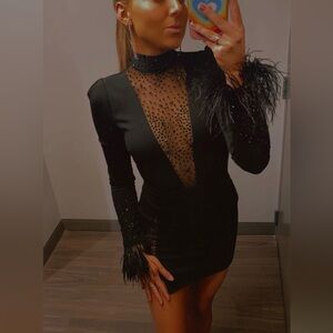 Black Dress with Sheer Beaded Detail